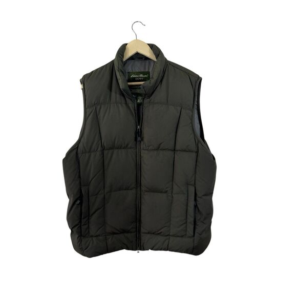 Eddie Bauer Large Down Puffer Vest Jacket Goose Down Green Sleeveless Mens - Picture 1 of 16